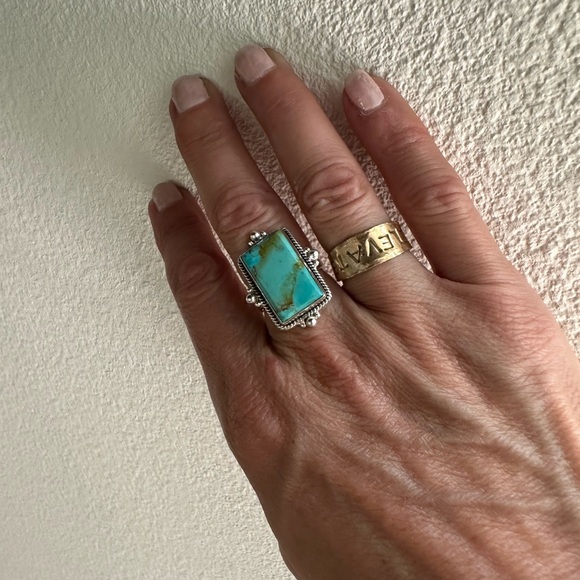 TURQUOISE & Sterling Ring size 8 - Picture 2 of 2